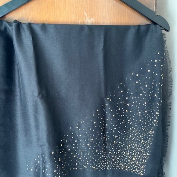 Black light scarf with golden studs. - Picture 1 of 3